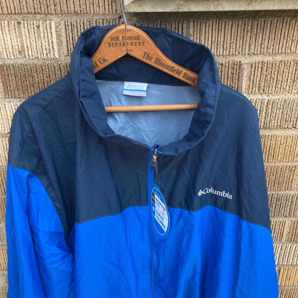 Columbia Glennaker Lake Men's 4XL Blue Navy Waterproof Rain Jacket Stowaway Hood